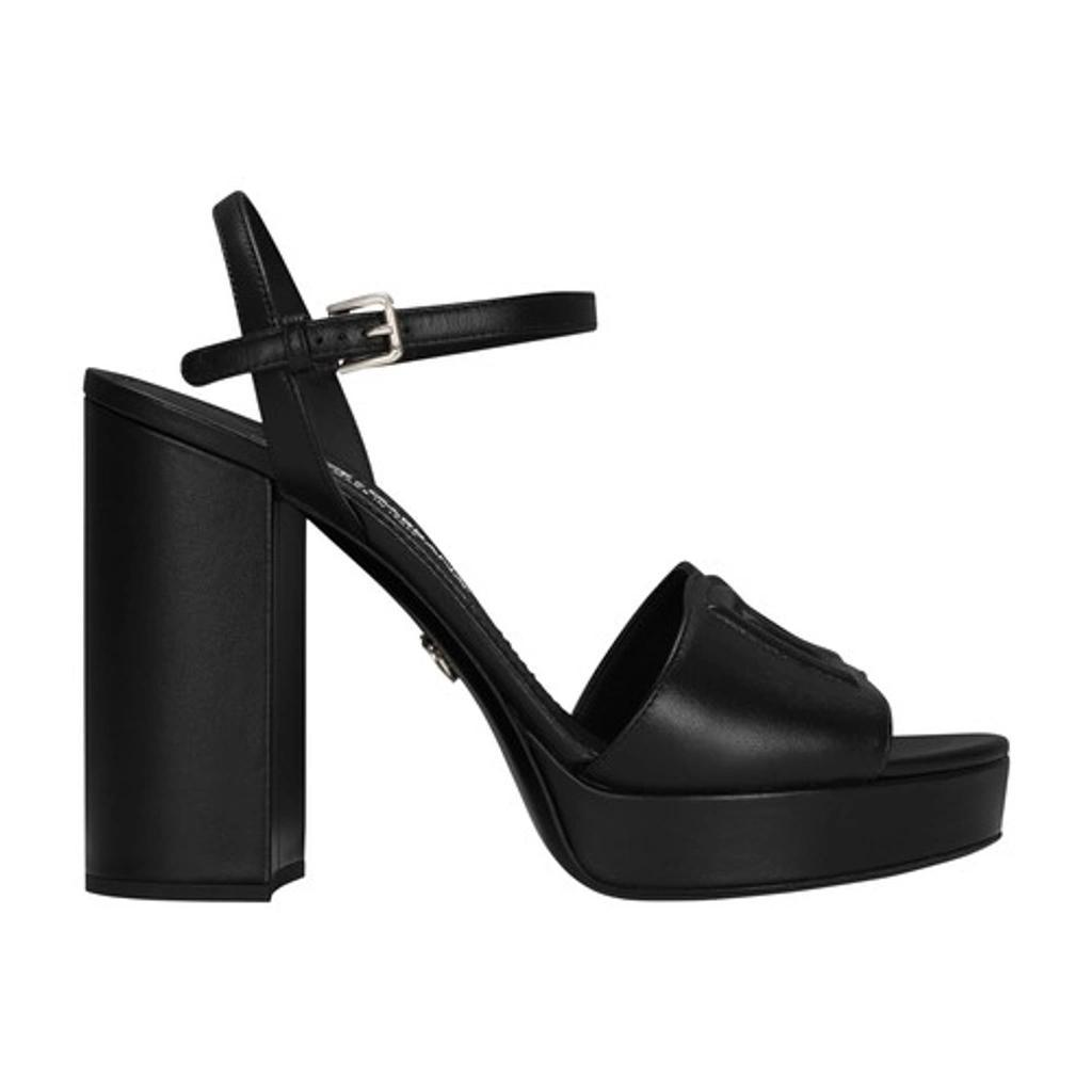 Dg Leather Platform Sandals In Black Product Image