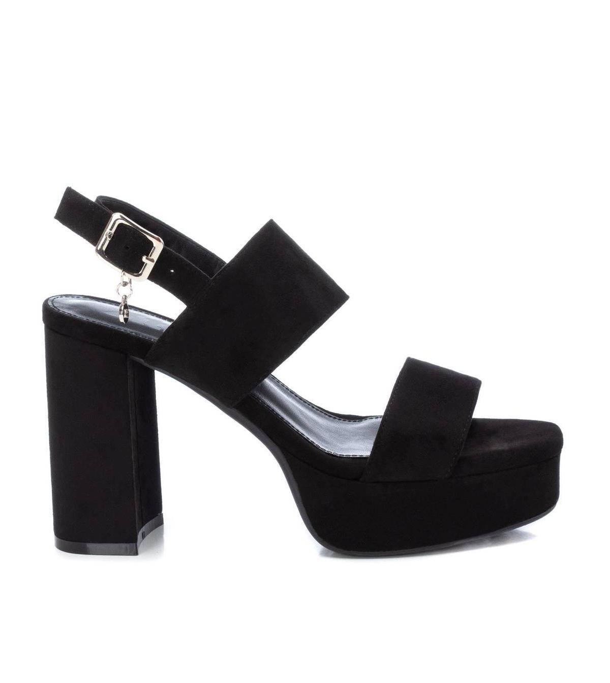 Xti Womens Heeled Suede Sandals With Platform Black Product Image