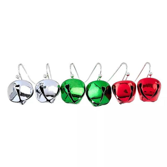 Celebrate Together Silver Tone Christmas Bell Drop Earrings Trio Set, Womens, Multi Product Image