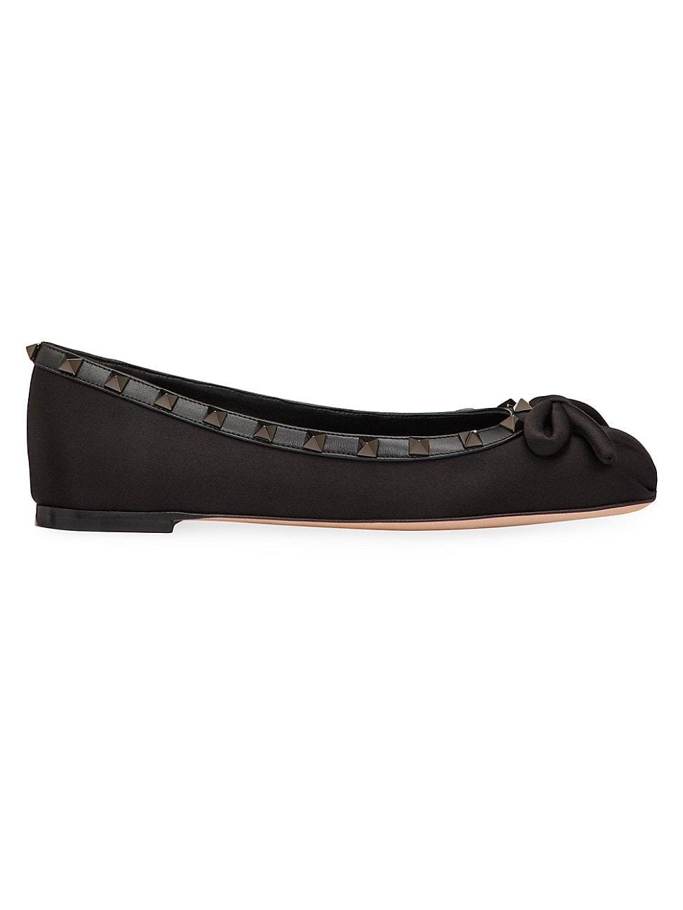 Womens Rockstud Satin Ballerinas With Tone-On-Tone Studs Product Image