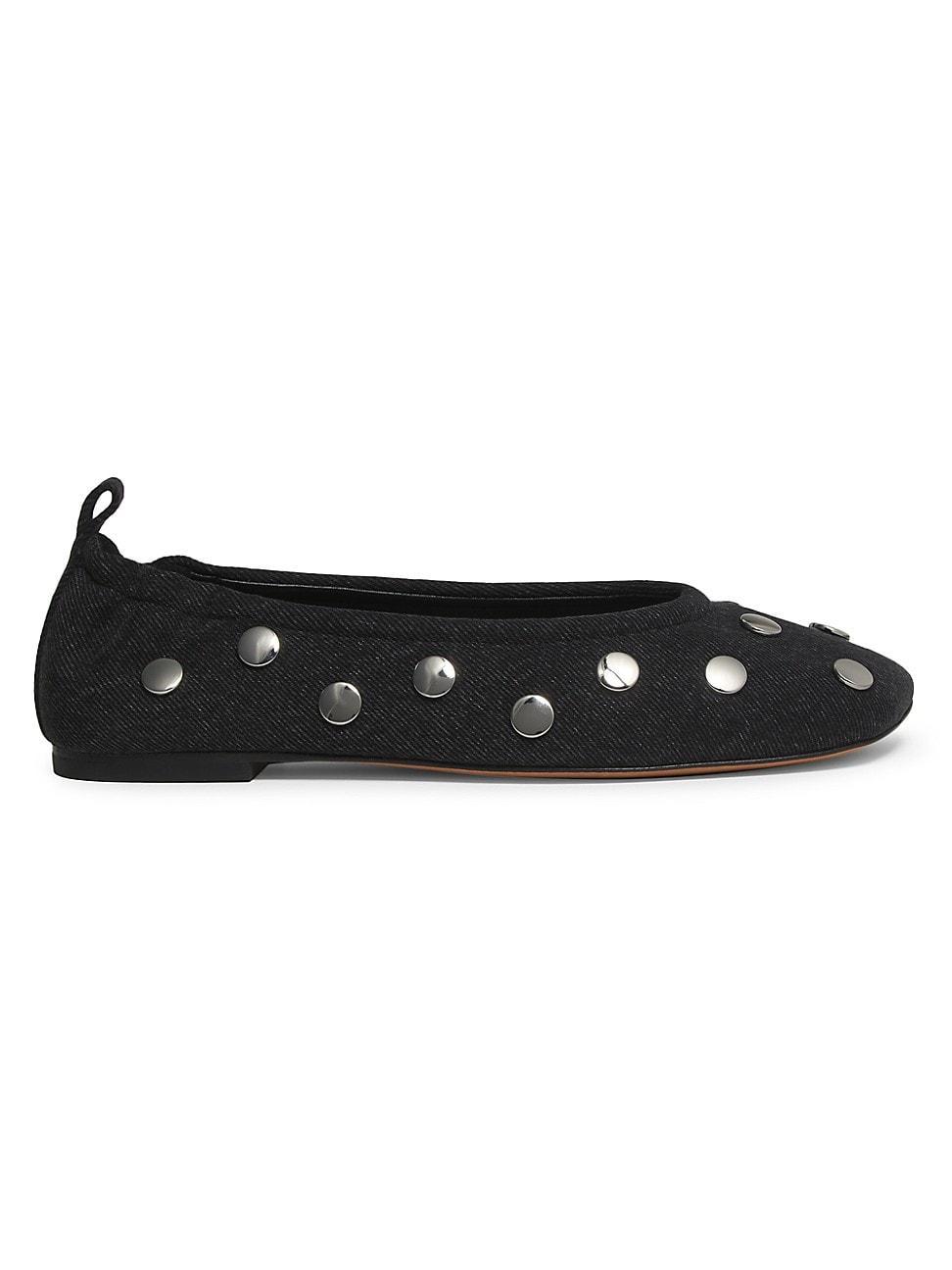 Womens Id Stud-Embellished Leather Ballet Flats Product Image