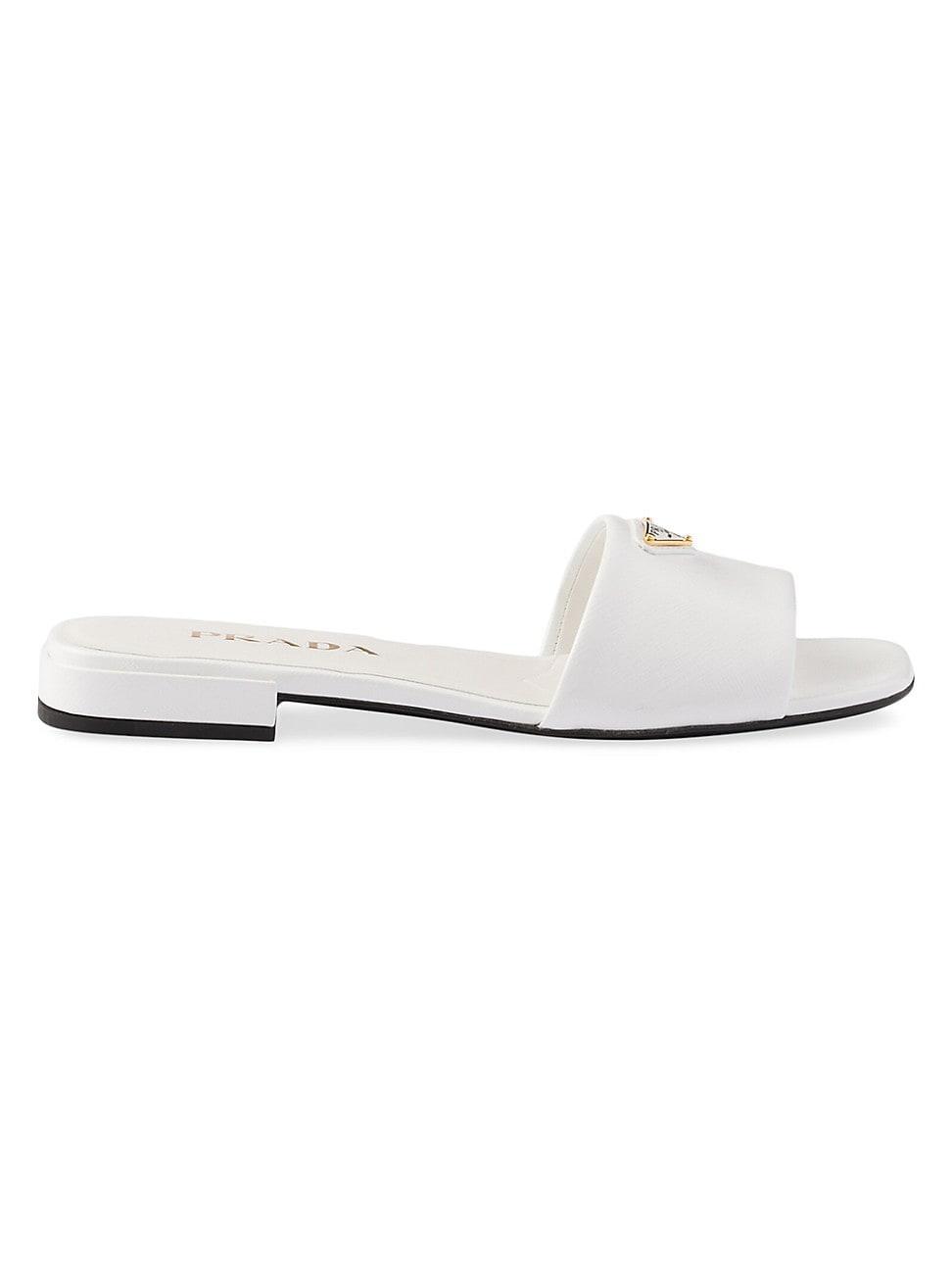 Womens Saffiano Patent Leather Slides Product Image