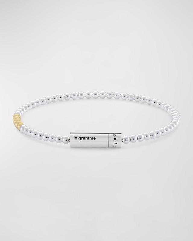 Mens Polished and Brushed Two-Tone Beaded Bracelet Product Image