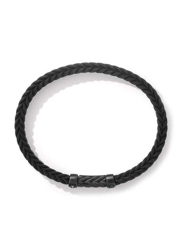 Mens Chevron Black Rubber Bracelet with Black Titanium and Pav Black Diamonds Product Image
