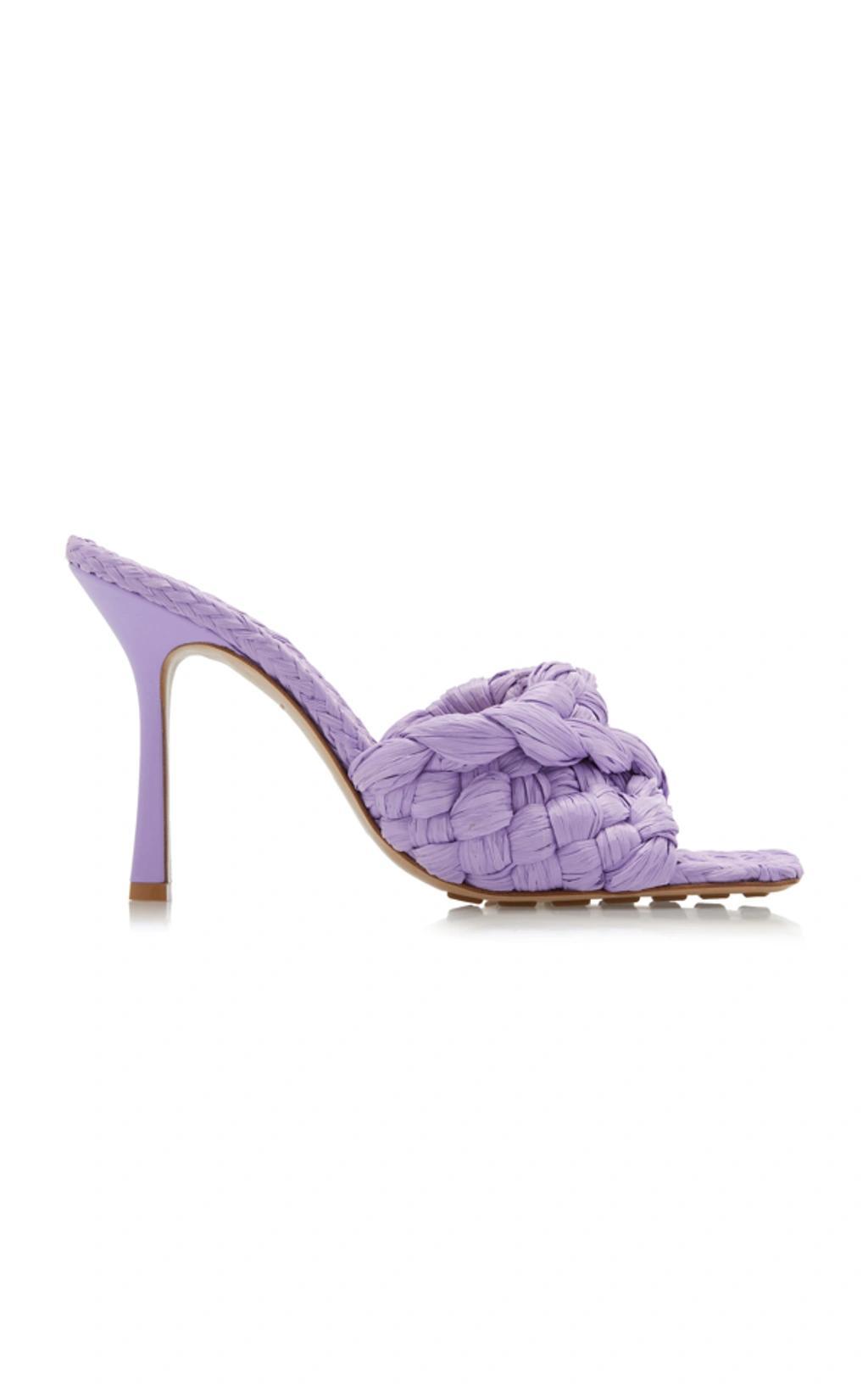 Purple Raffia Stretch Heeled Mules Product Image