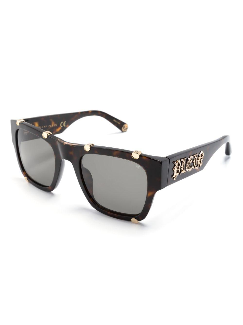 Logo-engraved Square-frame Sunglasses In Braun Product Image