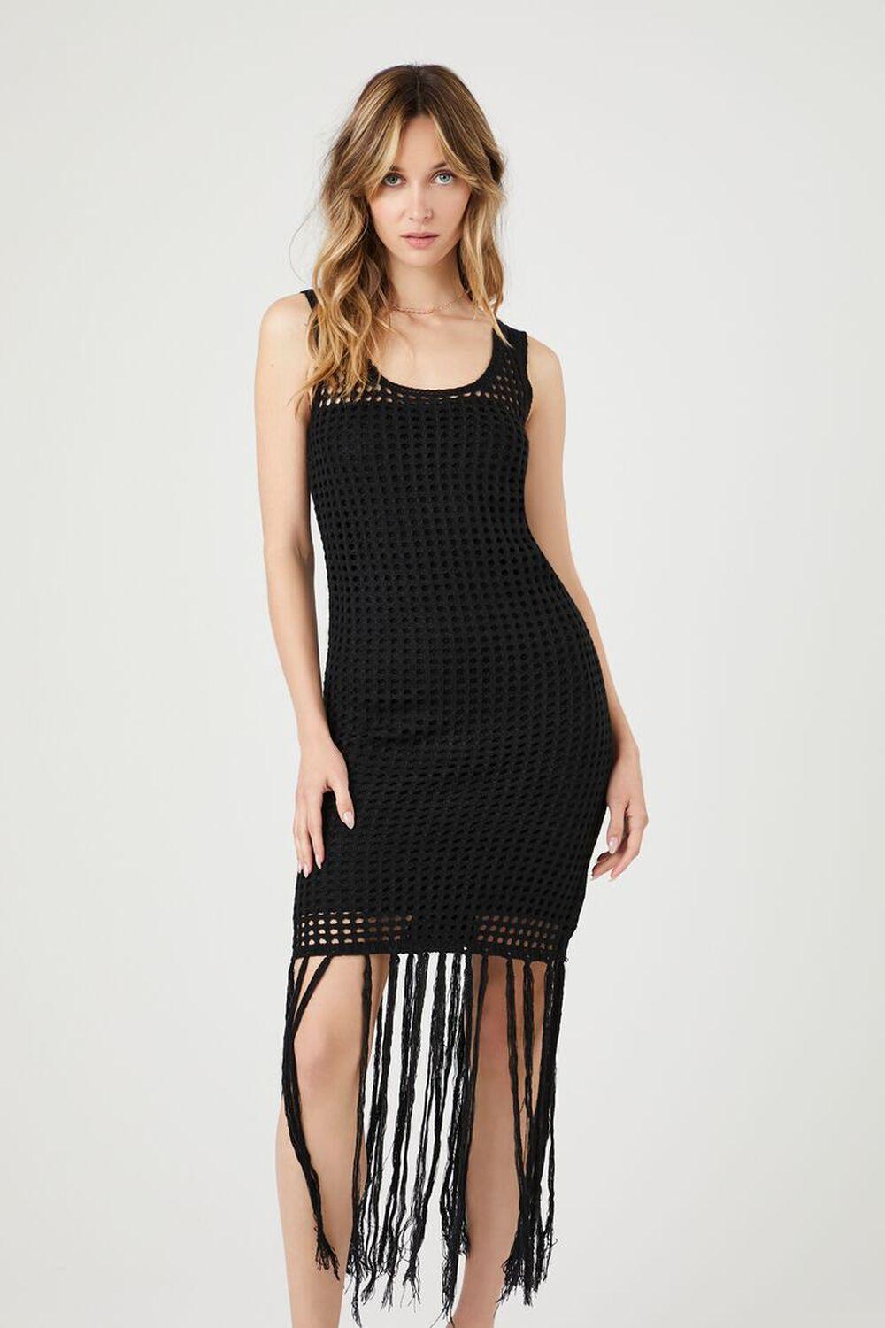 Crochet Sweater-Knit Fringe Dress | Forever 21 Product Image