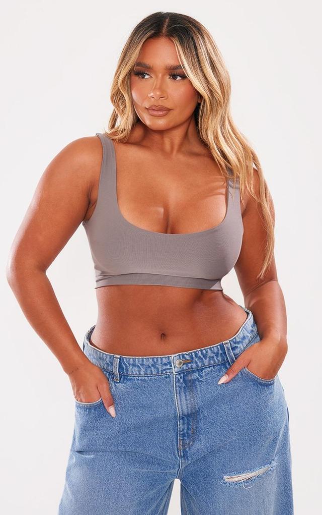 Shape Charcoal Grey Slinky Square Neck Crop Top Product Image