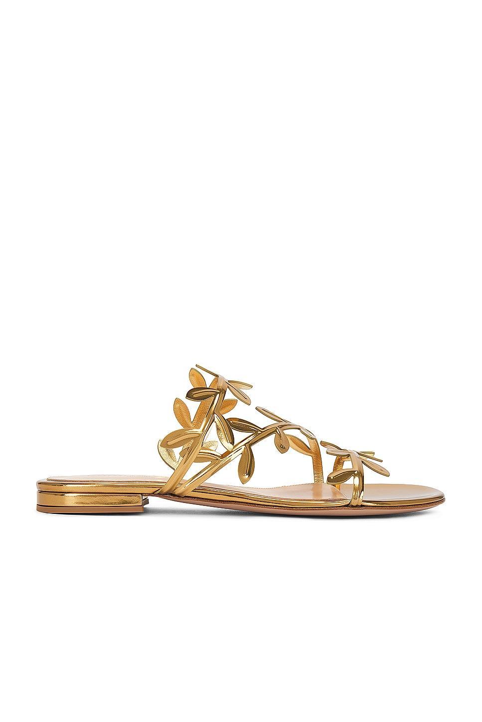 Gianvito Rossi Metal Sandals in Metallic Gold Product Image