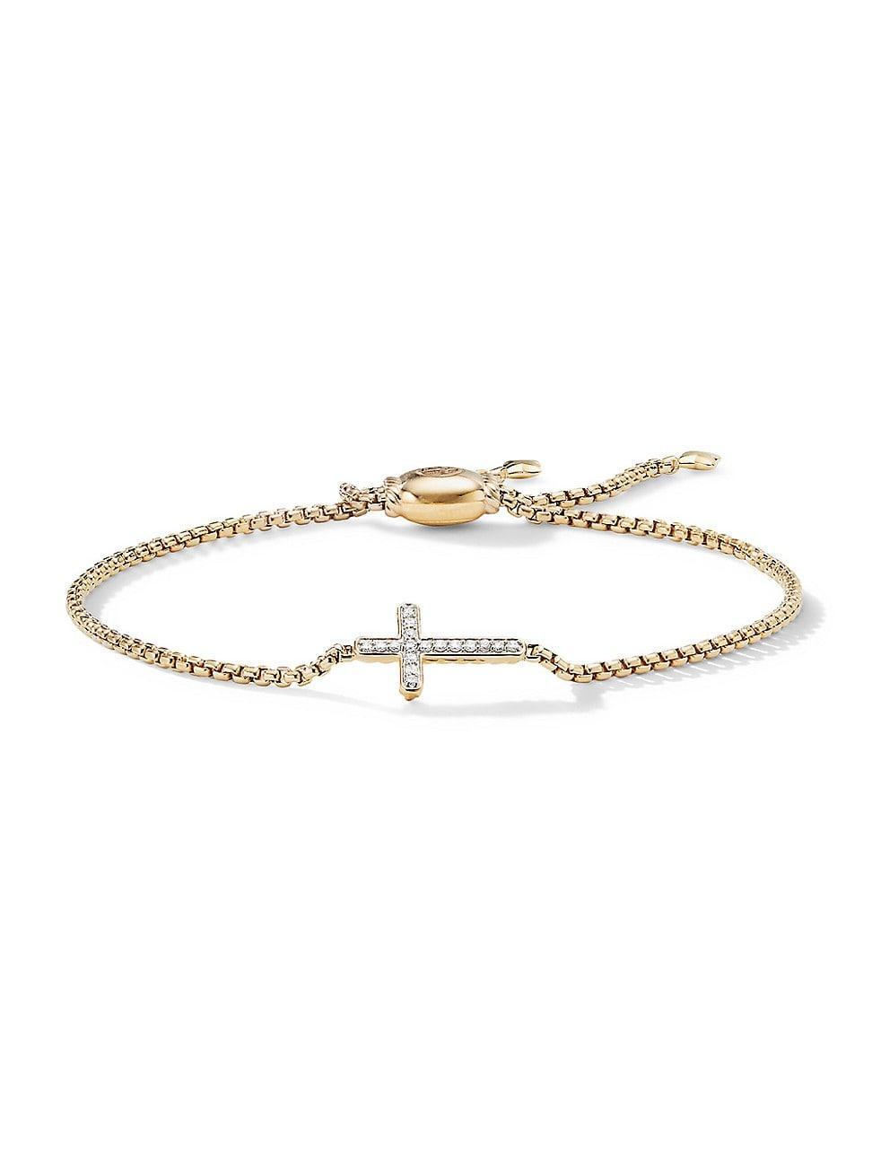 Womens Pav Cross Bracelet With Diamonds In 18K Gold Product Image