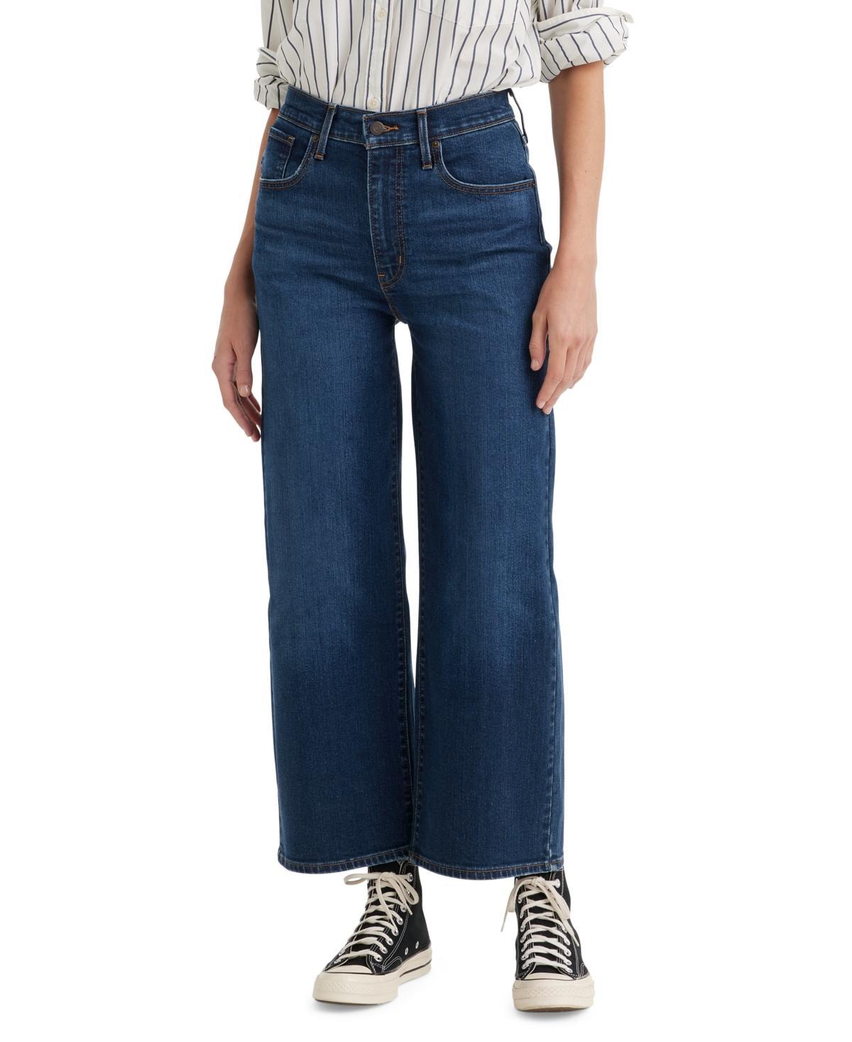 Women's High-Rise Wide-Leg Ripped Jeans Product Image