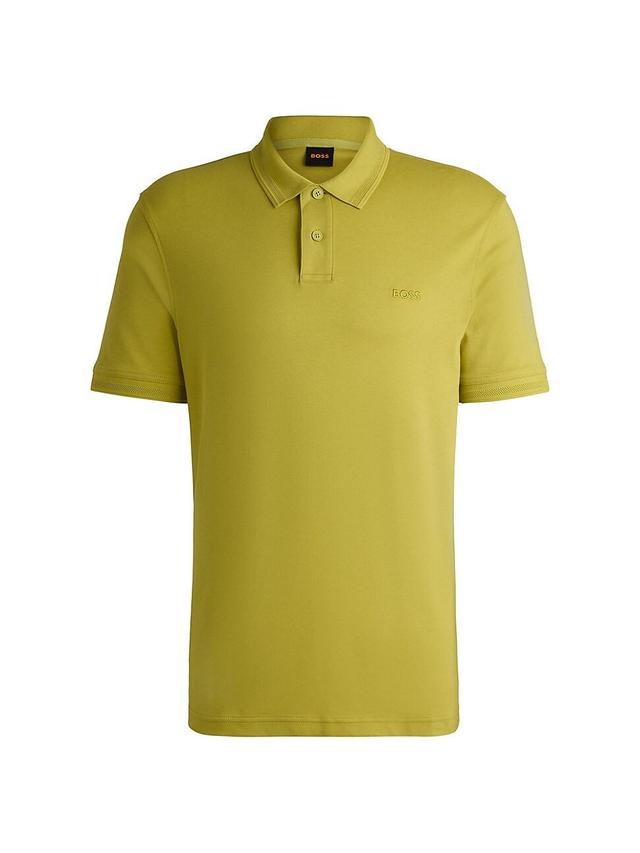 Mens Interlock-Cotton Polo Shirt with Logo Print Product Image