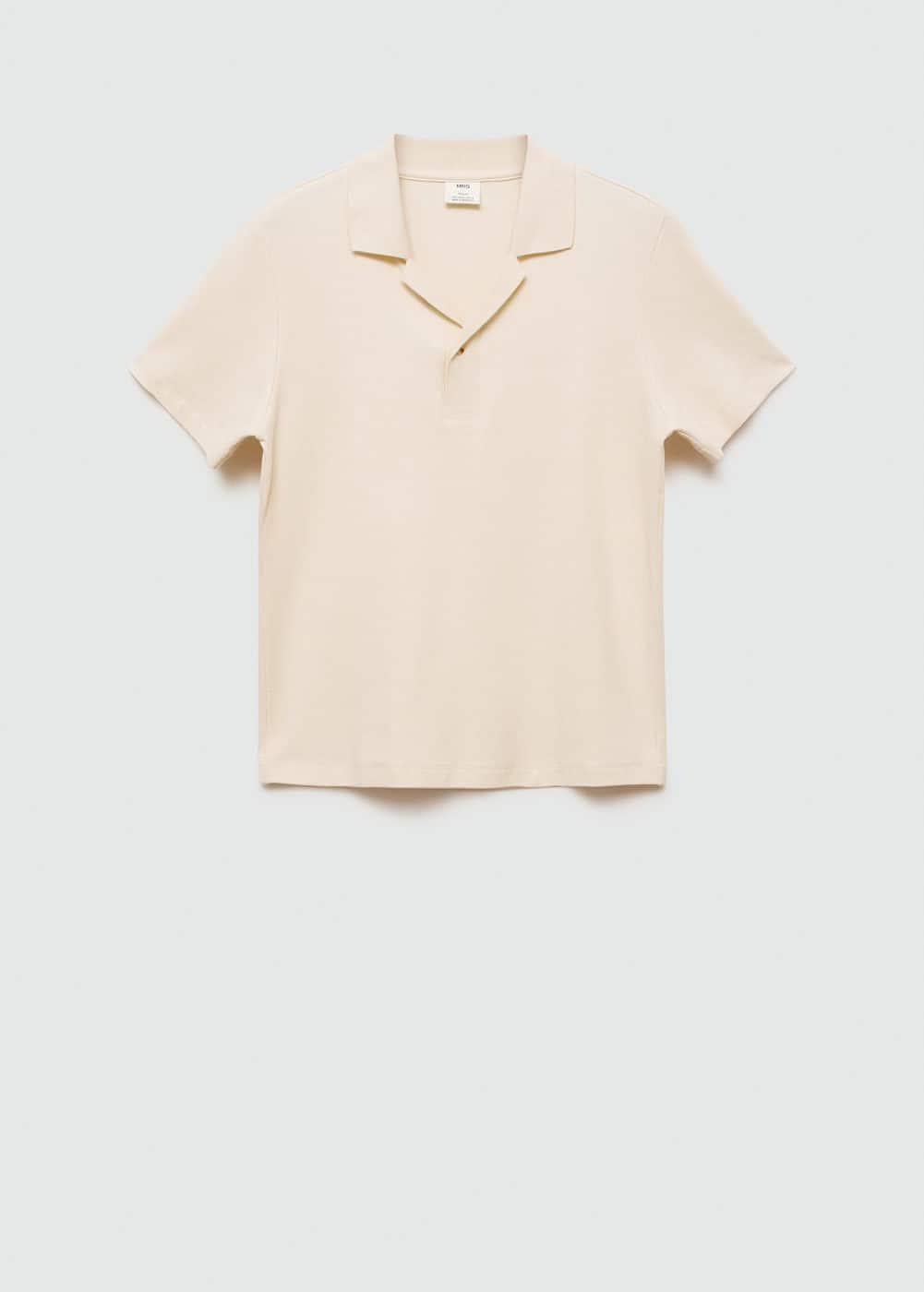 Mango Mens Regular Fit Textured Cotton Polo Shirt Product Image