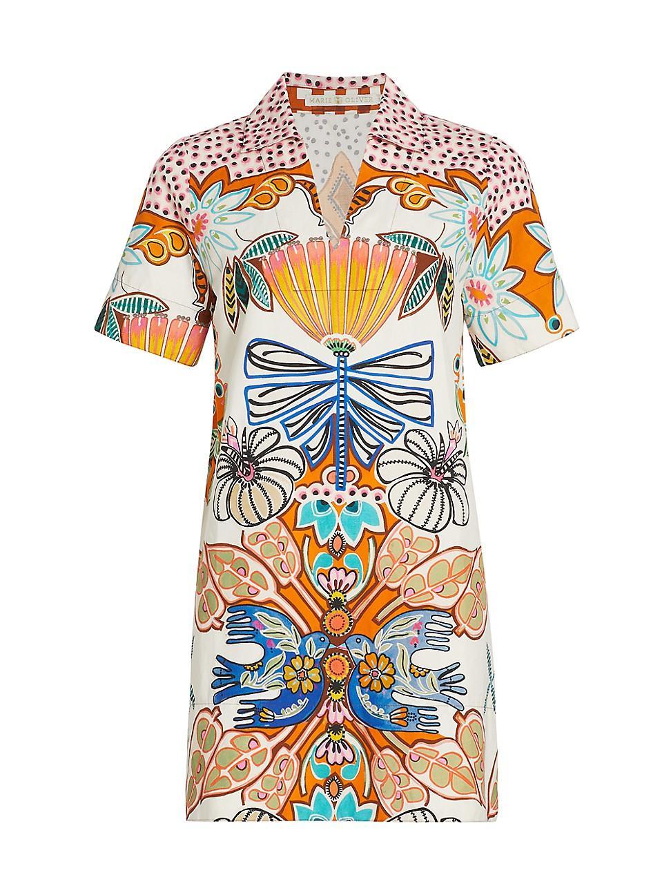 Womens Dede Graphic Linen-Blend Shift Dress Product Image