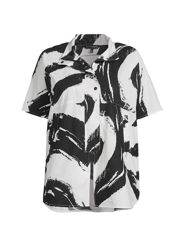 Womens Abstract Cotton Short-Sleeve Jacket Product Image