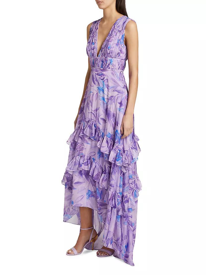 Senora Palm Ruffled High-Low Gown Product Image