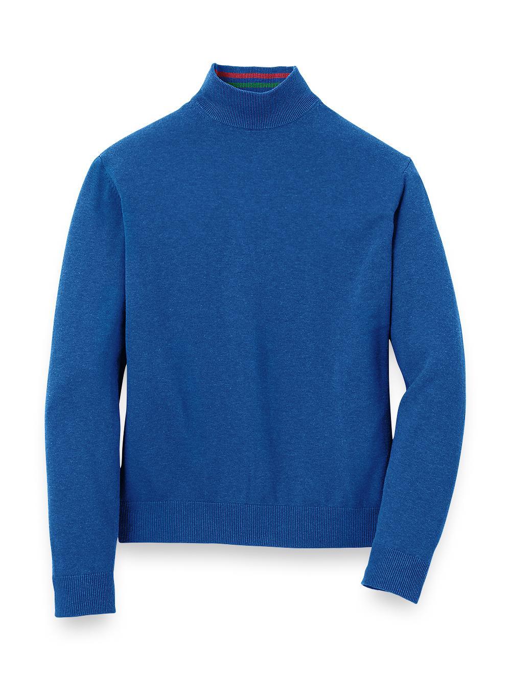 Supima Cotton Mock Neck Sweater - Blue Product Image