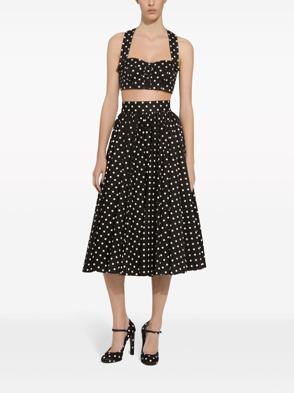 polka-dot cotton midi skirt Product Image