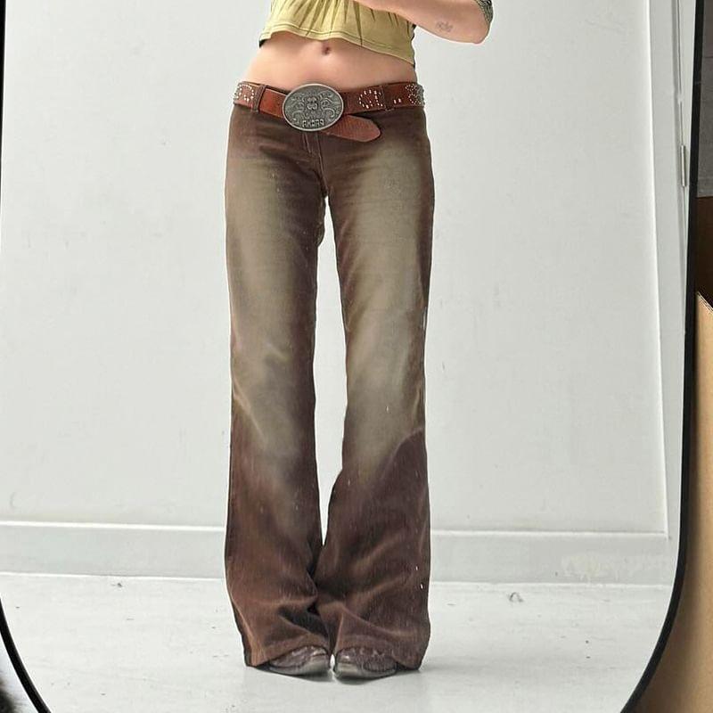 Low Rise Washed Corduroy Flared Pants Product Image