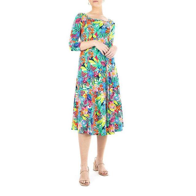 Womens Nina Leonard Sylvia Print Midi Dress Product Image