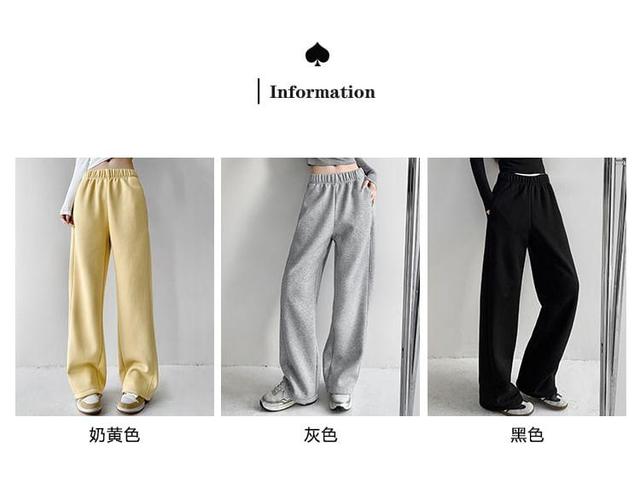 Fleece-Lined High-Waist Straight-Leg Sweatpants With Pockets Product Image