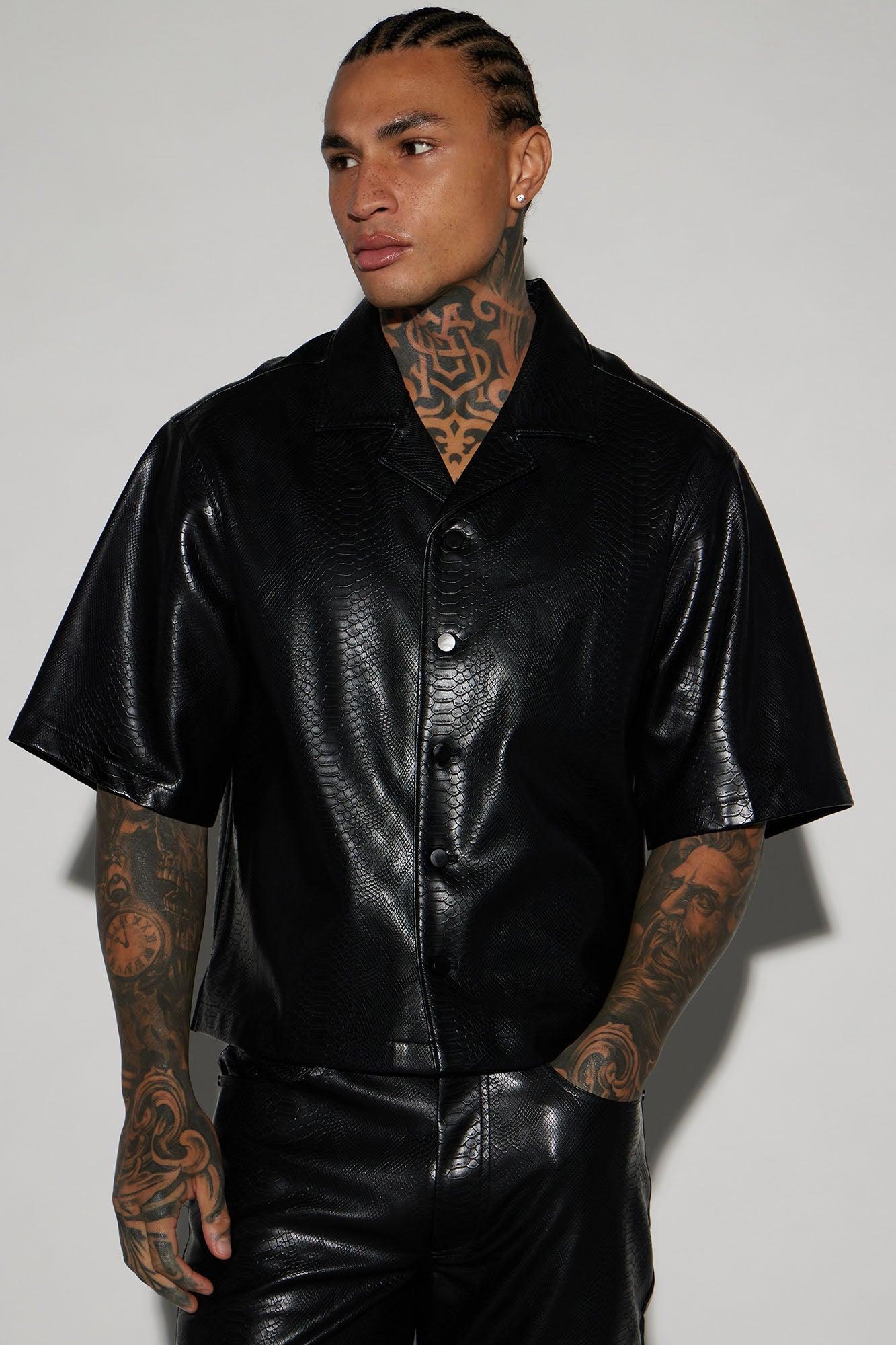 Sawyer Faux Python Shirt - Black Product Image