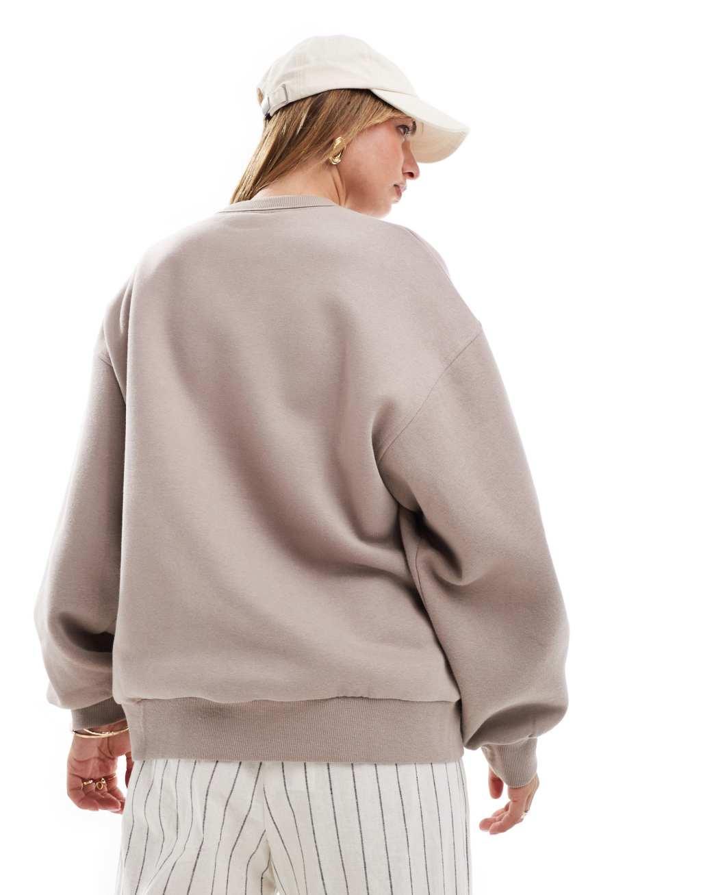 Bershka oversized sweatshirt in sand Product Image