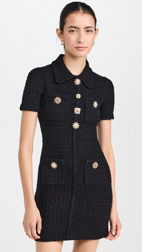 Self Portrait Black Jewel Button Knit Mini Dress | Shopbop Product Image