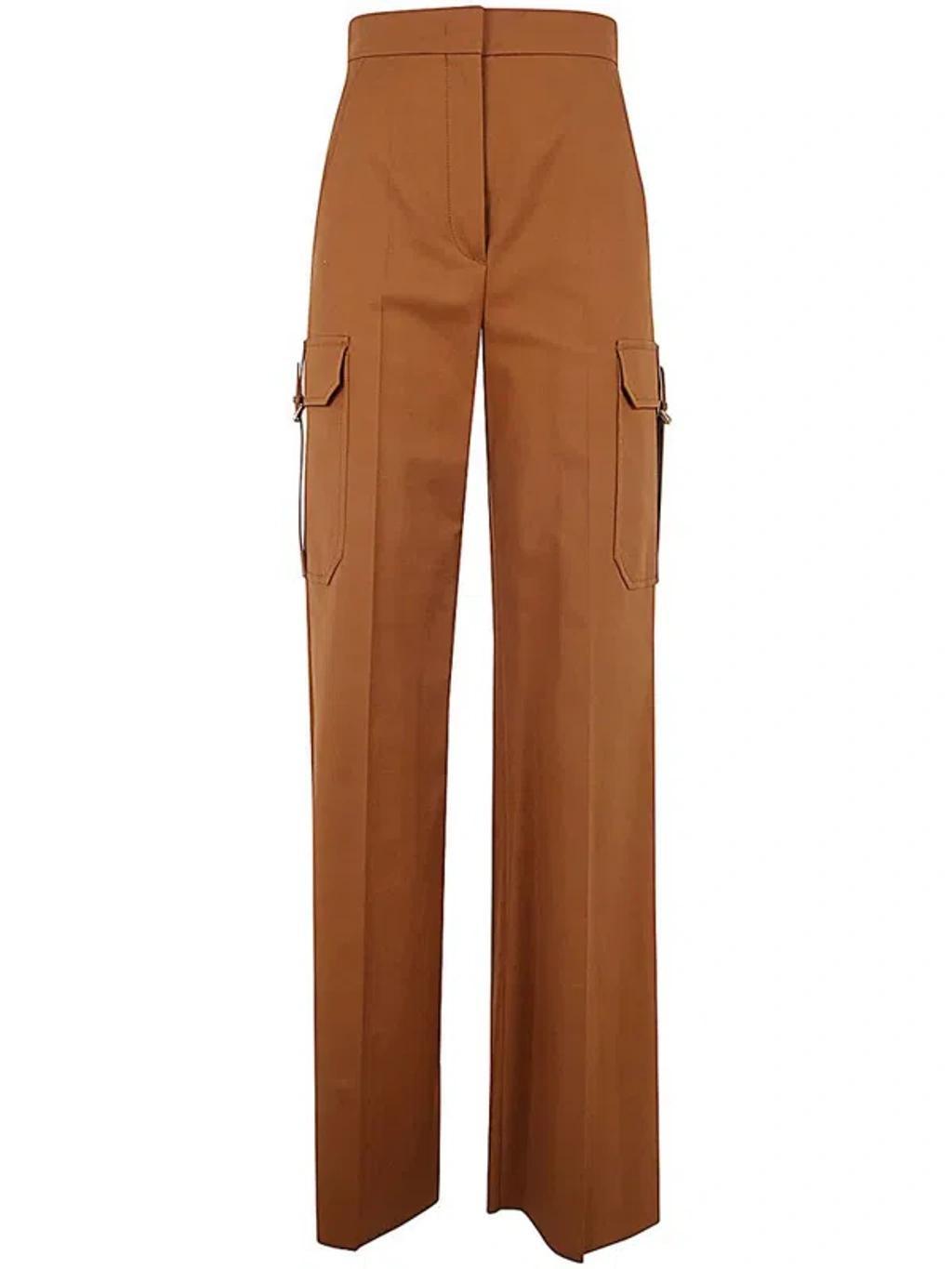 MAX MARA Buckle Detailed Straight Leg Pants In Brown Product Image