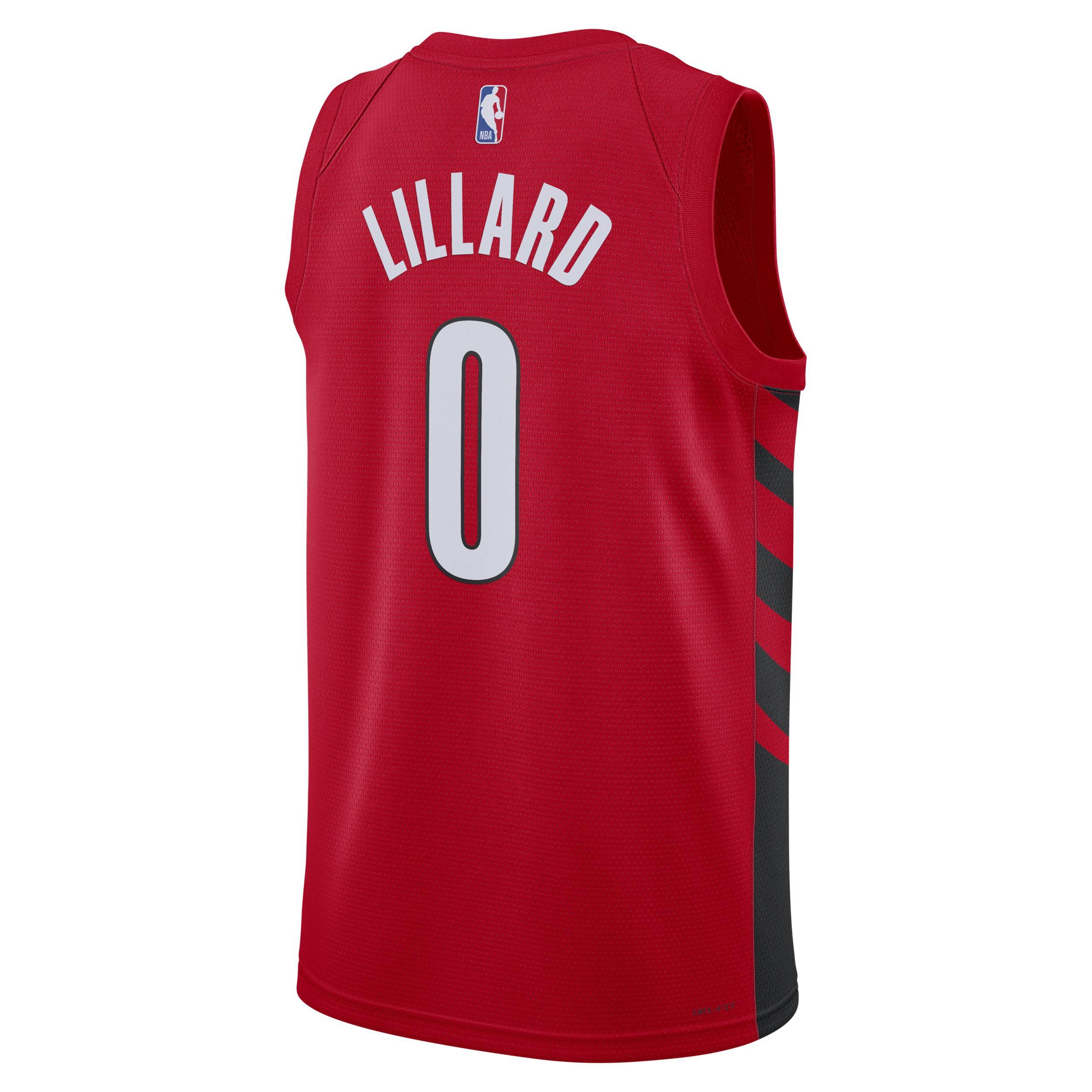 Mens Jordan Damian Lillard Red Portland Trail Blazers 2022/23 Statement Edition Swingman Jersey - Red Product Image