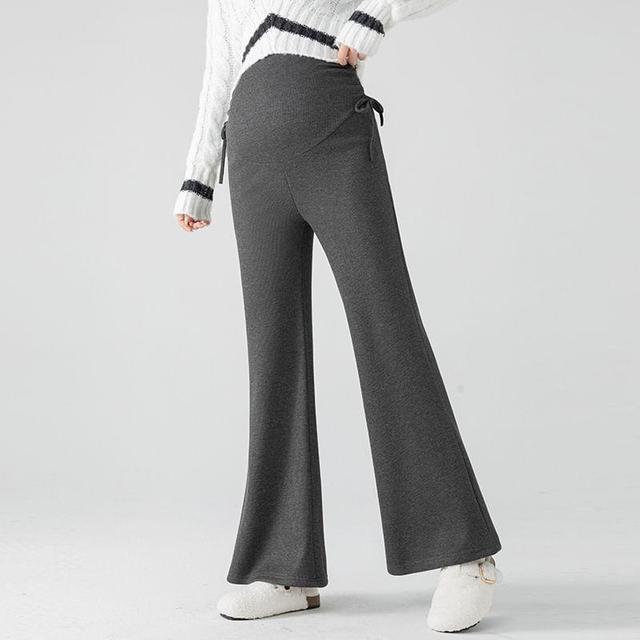 Maternity High Rise Plain Drawstring Flared Pants Product Image