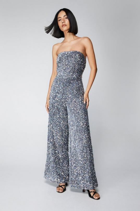 Sequin Strapless Wide Leg Jumpsuit Product Image