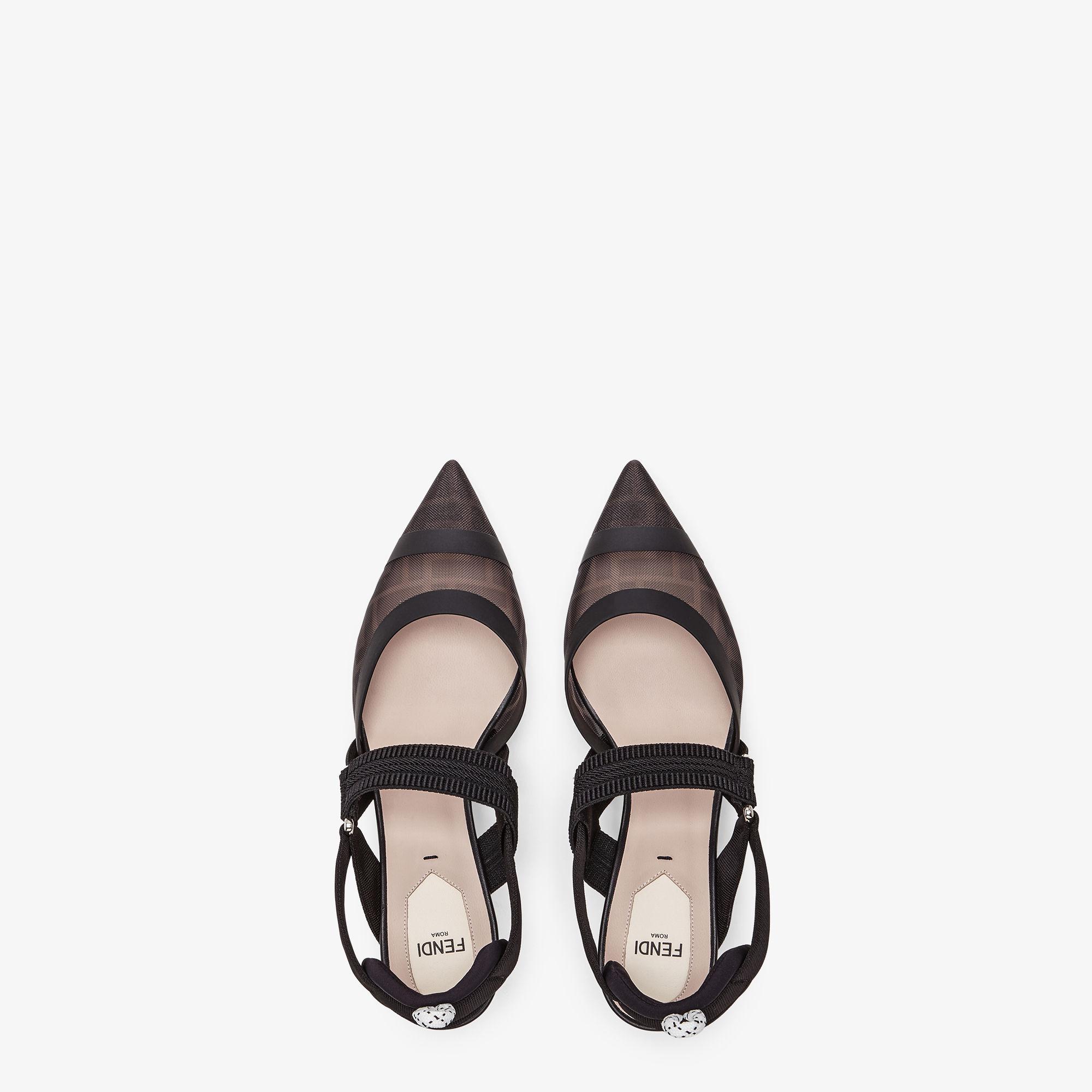 ColibrìBlack leather and mesh slingbacks with medium heel Product Image