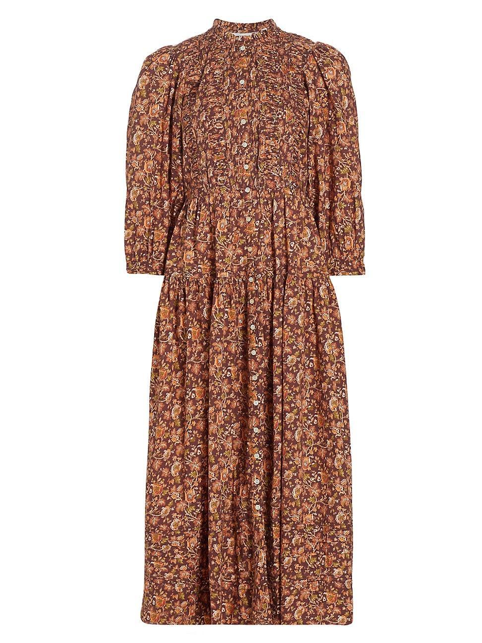 Womens Philana Floral Cotton Midi-Dress Product Image