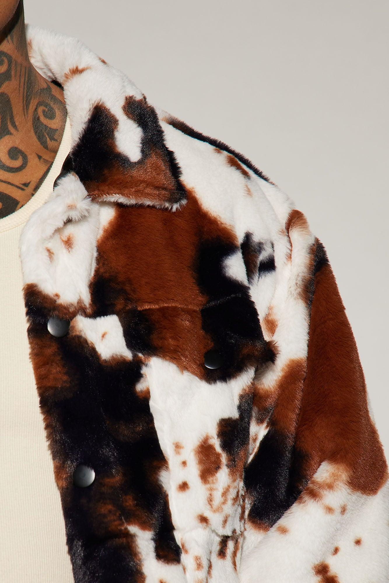 Whole Lotta Money Faux Fur Trucker Jacket - Brown Combo Product Image