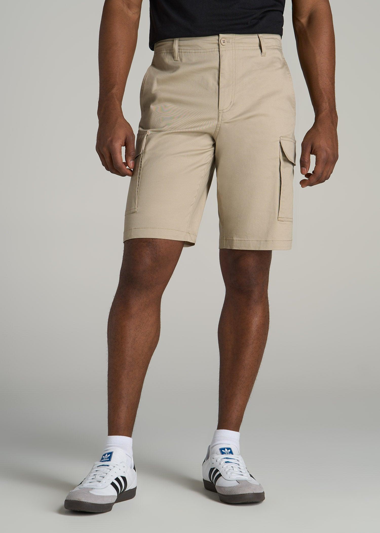 Stretch Twill Cargo Shorts for Tall Men in Light Khaki Product Image