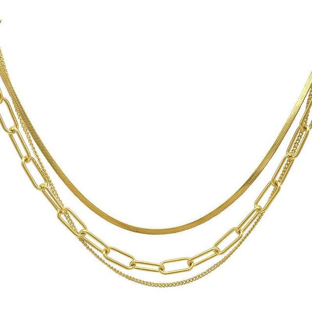 Adornia Paper Clip, Snake Chain and Curb Chain Necklace Product Image