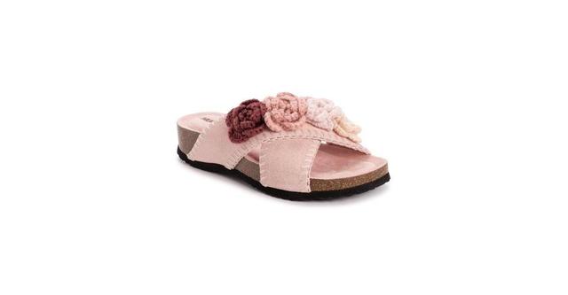 MUK LUKS Penelope Womens Suede Floral Slide Sandals Product Image