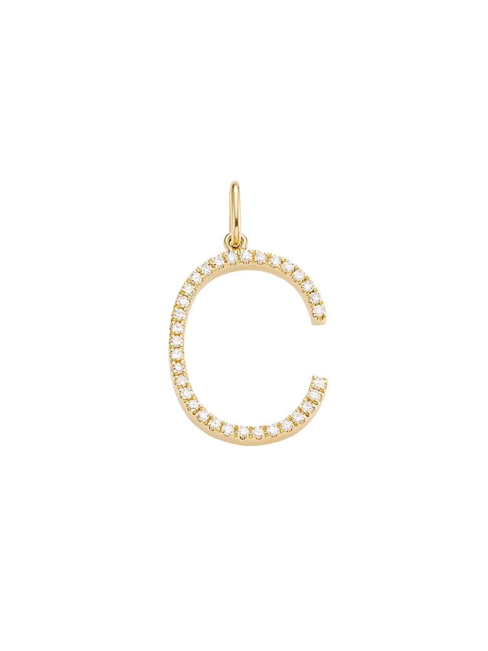 Womens 14K Yellow Gold & Diamond Pav Initial Charm Product Image