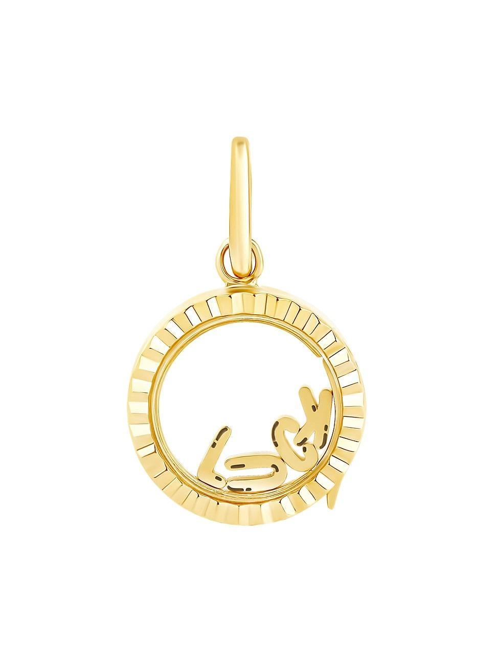 Womens 14K Yellow Gold & Glass Mini Luck Locket Product Image