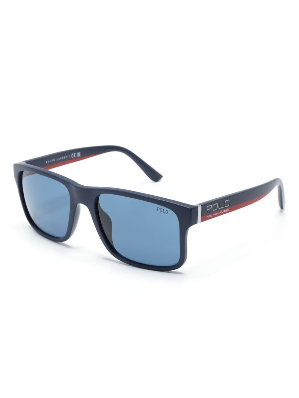 Square-frame Matte Sunglasses In Blue Product Image