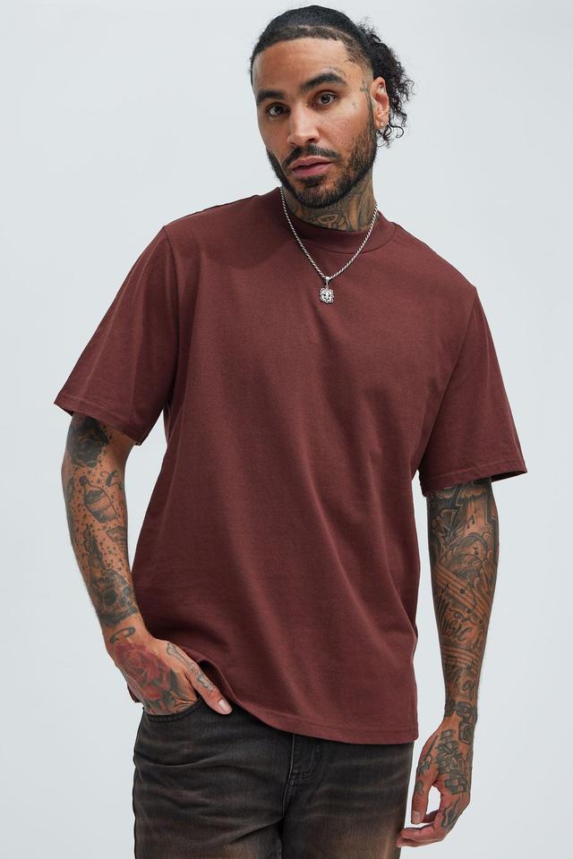 Oversized Heavyweight Short Sleeve Tee - Burgundy Product Image