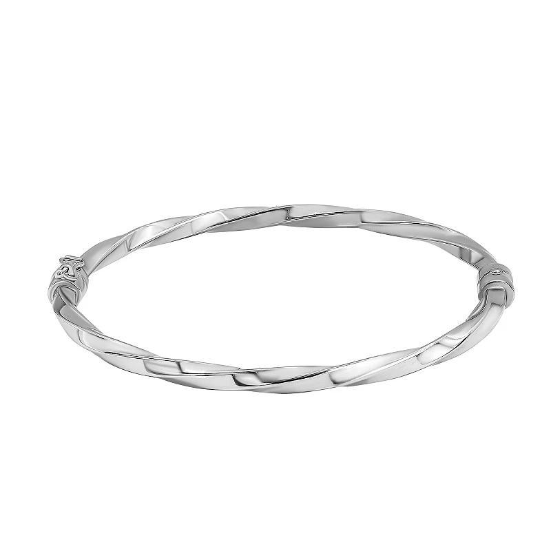 Sterling Silver Square Twist Slip Bangle Bracelet, Womens Product Image