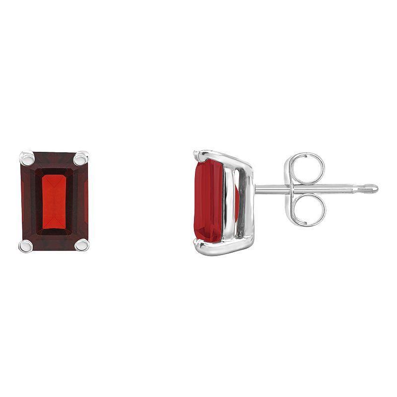 Celebration Gems 14k Gold Emerald Cut Garnet Stud Earrings, Womens, 14k Whgold Product Image