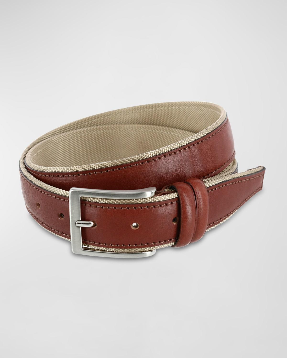 Mens Back Nine Leather and Nylon Belt Product Image