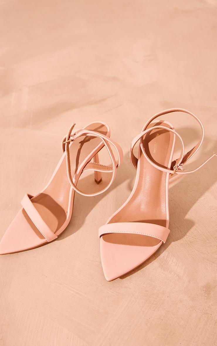 Nude Pu Point Toe Strappy Barely There High Heeled Sandals Product Image