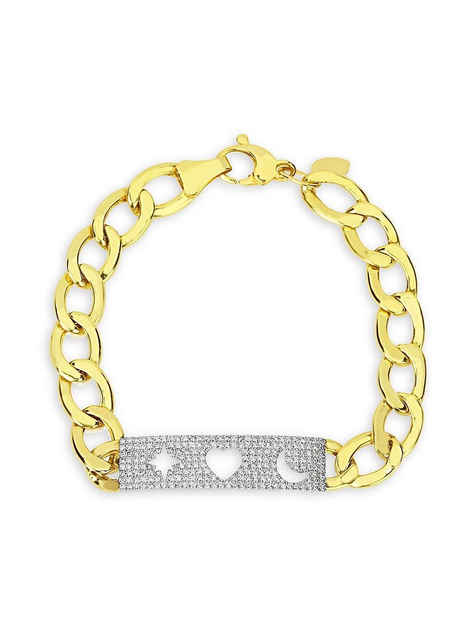 Womens 14K Yellow Gold & Diamond Symbols Bar Bracelet Product Image