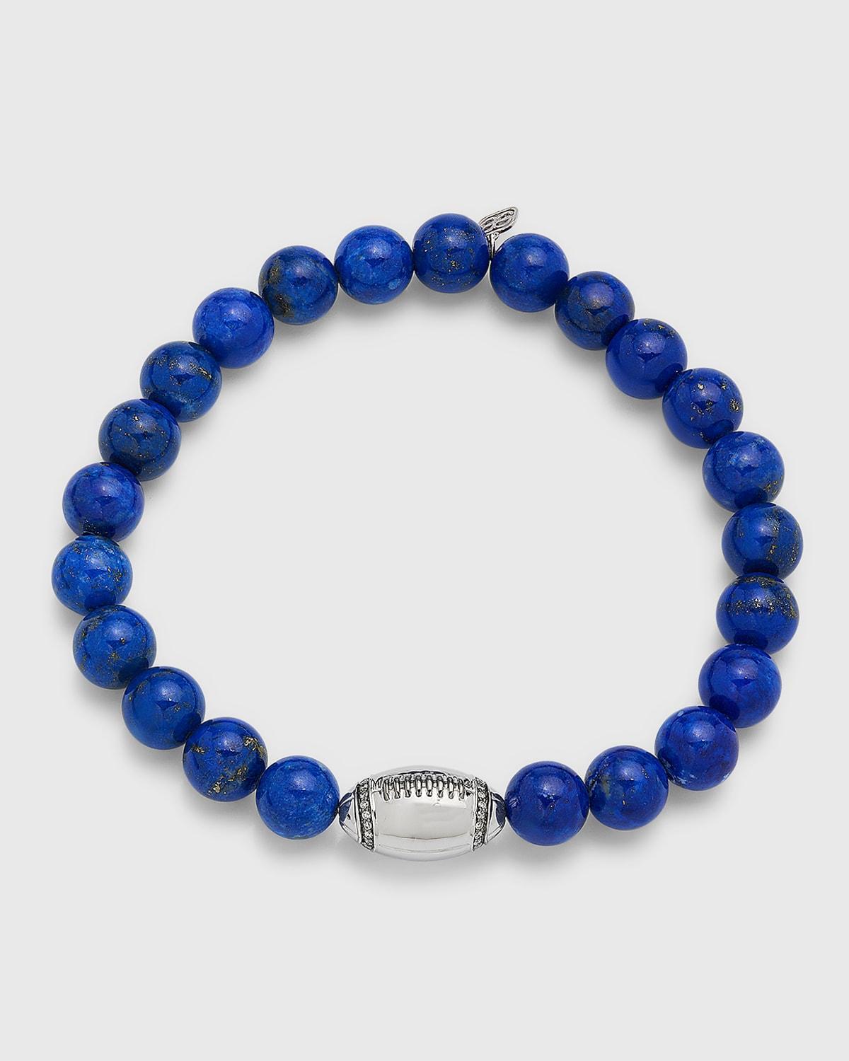 Sydney Evan Men's Lapis Lazuli Bead Bracelet with Football Bead - LAPIS Product Image