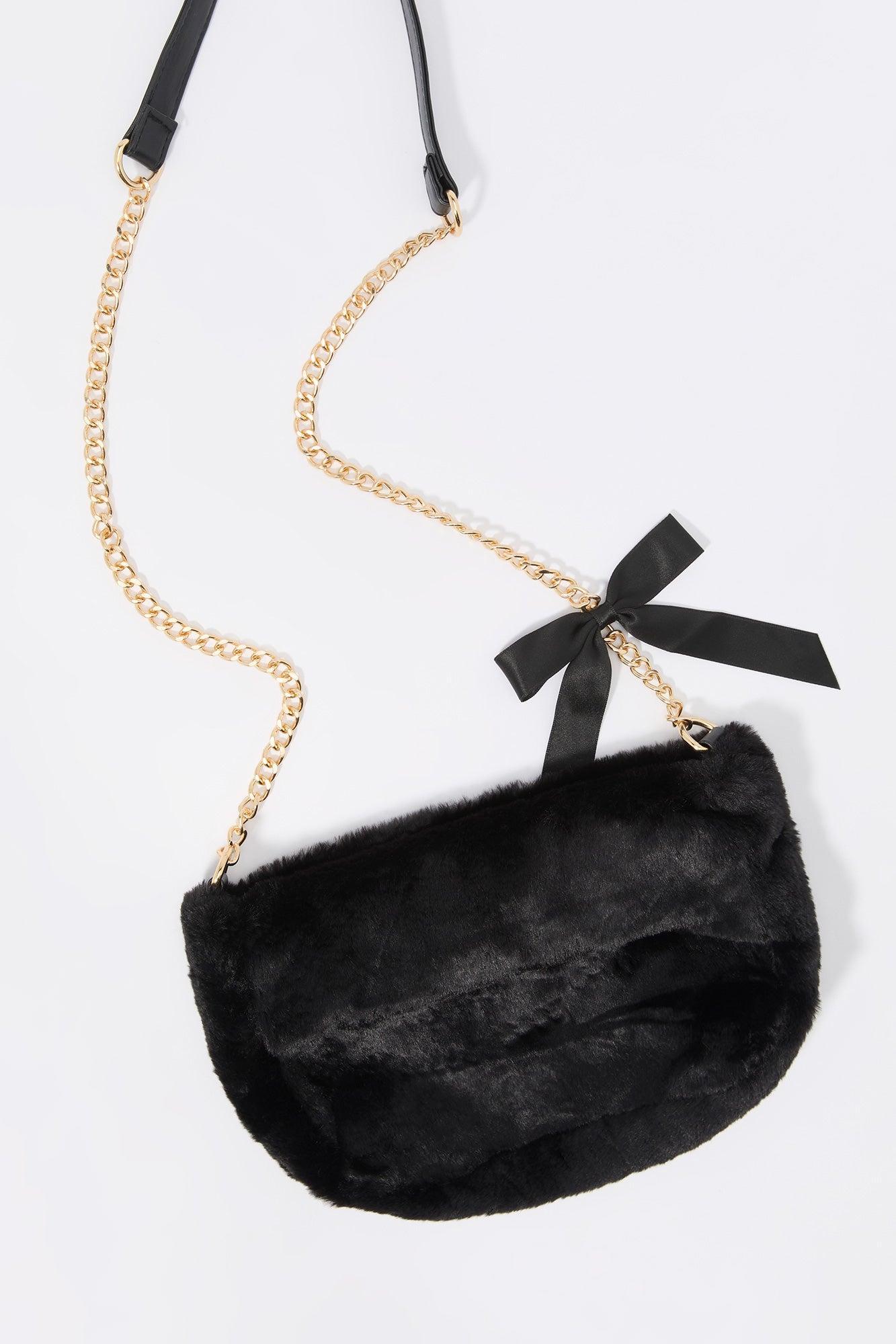 Faux Fur Bow Shoulder Bag Female Product Image