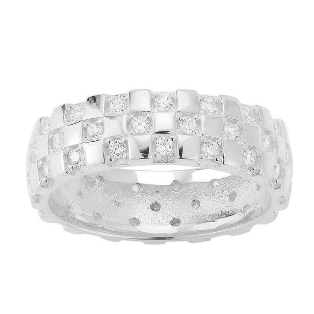 Sunkissed Sterling Cubic Zirconia Checkered Band Ring, Womens Silver Tone Product Image